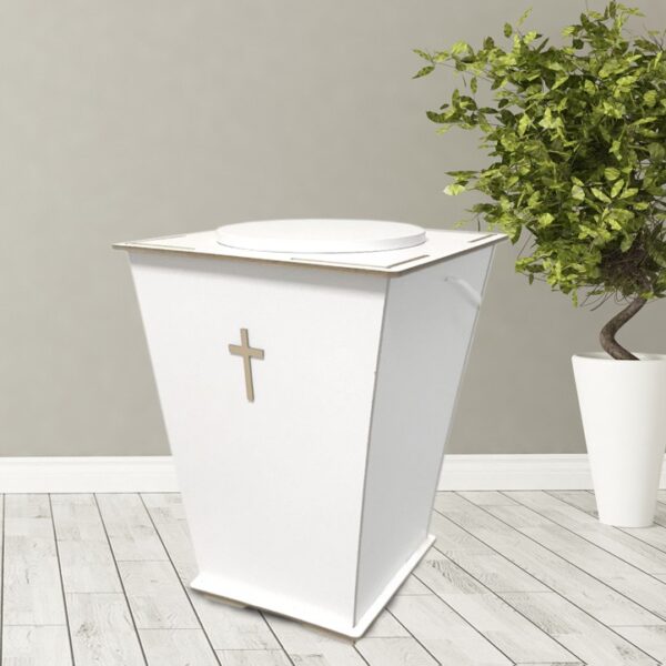 Light plywood urn.