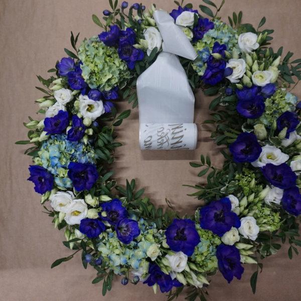 Grave wreath blue and white