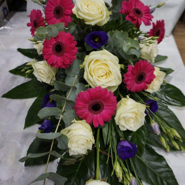 Funeral arrrangement gerbera-rose-eustoma