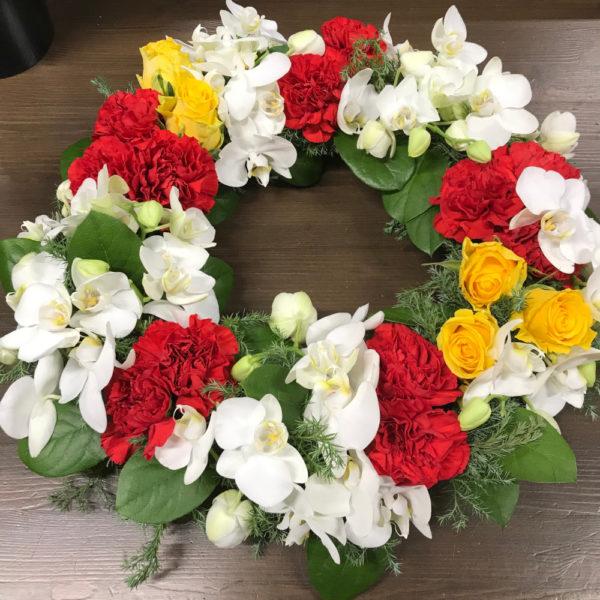 Colorful grave wreath